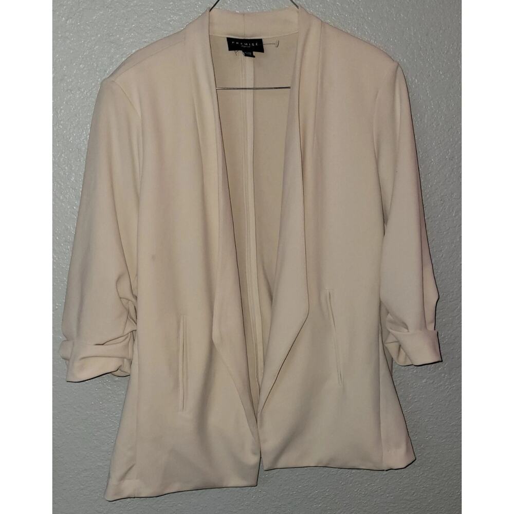 Premise Womens 3X Slouchy Open Light Beige Front Blazer Jacket NWT Careercore